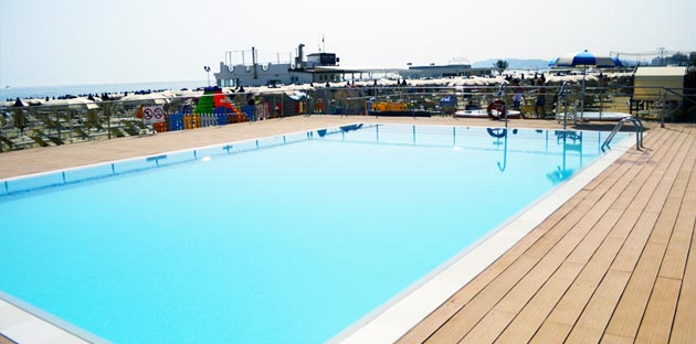 The swimming pool on the beach